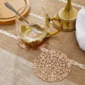 Rose hollow metal texture placemat insulated heat resistant coaster table mat for dining room decor - 10cm Coaster / Rose Gold