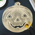 Gold pumpkin PVC hollow placemat Nordic style heat insulation table mat waterproof and oilproof - Smiling Pumpkin / Gold
