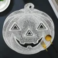 White pumpkin PVC hollow placemat, Nordic style heat insulating table mat for dining room. - Smiling Pumpkin / Silver