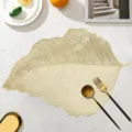 Gold leaf placemat waterproof heat insulation table mat luxury dining room kitchen home decor - 2D Waterproof Leaf / 45X30CM / Gold