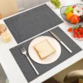 Dark grey PVC woven placemat, heat-resistant and waterproof western table mat for dining. - Dark Grey [Weave Pattern]