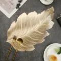 Gold leaf waterproof placemat, luxury table mat for dining room, modern kitchen decor. - 3D Waterproof Leaf / 51x32cm / Gold