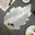 Silver leaf waterproof placemat for dining table, elegant tableware mat and heat pad. - 3D Waterproof Leaf / 51x32cm / Silver