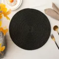 Ronde zwarte gevlochten placemat met gouden spirallijnen, hittebestendige tafelmat. - Diameter 38cm / Zwart Gouddraad