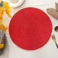 Ronde gebreide placemat rode katoenen pannenlap hittebestendig tafelmat stijlvol mooi - Chinees Rood met Zilverdraad