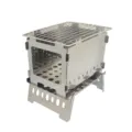 Poêle à bois pliant de camping en acier inoxydable portable pour cuisine extérieure et bbq. - 20x15x21cm