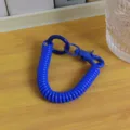 Portachiavi a molla a spirale blu anello elastico telescopico ciondolo per zaino scolastico - Nuova corda a molla colorata blu reale