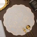 Exquisite round table mat with floral pattern, waterproof PVC insulation for luxury home decor. - Rose / 38 cm / Rose Gold