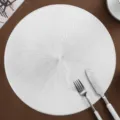 Nordic Style Round PVC Coaster Gold Stamped Table Mat Washable Heat Insulated Placemat - Diameter 38cm / Silver