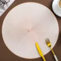 Nordic round PVC placemat, gold hot-stamping spiral pattern, waterproof heat insulation mat. - Diameter 38cm / Rose Gold