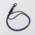 Handmade paracord neck lanyard featuring black metal clasp for badge phone and keys display - Navy Blue
