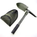 Pelle pliante multifonctionnelle militaire outil de camping avec sac de rangement. - Vert Militaire
