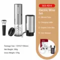 Electric Wine Opener Decanter Dispenser Set Automatic Bottle Corkscrew Pourer Accessories - Stainless Steel Deluxe Four-Piece Set / Silver