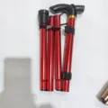 Faltbarer Aluminium-Gehstock für Senioren, tragbarer roter Wanderstock mit ergonomischem Griff. - Hellrot