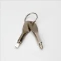 Herramienta destornillador de llave EDC portátil con puntas plana y de estrella para uso diario. - Phillips + Plano + Llavero / Plateado