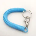 Blue spiral coil keychain spring wristband lanyard accessory detail closeup view item - Light Blue