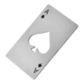 Stainless steel ace of spades playing card bottle opener detail view, creative bar tool. - Silver