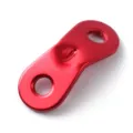 Red aluminum alloy guyline cord adjuster detail, camping tent rope buckle accessory. - 3.9x1.6cm / Red