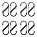 8 Pack Black S Carabiner Clips Heavy Duty S Shape Dual Spring S-Biners for Outdoor Camping - Black