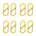 Outdoor aluminum alloy S-shaped carabiner set of 8, multi-functional keychain hooks. - Gold