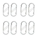 Silver S-shaped metal carabiner clips, multi-purpose aluminum alloy keychain hooks, 8 pieces pack. - Silver