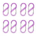 Pack of 8 purple aluminum S-biner carabiners, lightweight dual clip keychains for outdoor camping. - Purple