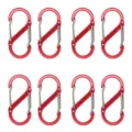 8 Pack Red Aluminum S-Biner Carabiners, Dual Spring Gate Clips for Outdoor Hiking and Keys - Red