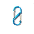 Blue aluminum S-carabiner keychain, lightweight dual spring snap hook for outdoor backpack use. - Sky Blue