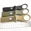 Taktischer Nylon Flaschenhalter Klickverschluss Karabiner Clip in drei Farben mit Lineal - Schwarz