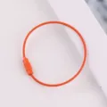 Colorful coated steel wire key ring detail, flexible screw lock cable keychain for DIY bags. - Orange