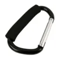 Black aluminum carabiner with foam handle, versatile clip hook for outdoor and daily use. - Black
