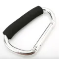 Aluminum alloy foam carabiner D-ring handle, durable outdoor gear tool and stroller accessory. - Silver