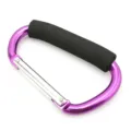 Paarse aluminium karabijnhaak met schuimhandvat, multifunctionele kinderwagenclip. - Paars