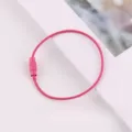 Pink steel wire keychain loop cable ring for DIY bag pendant and key organization - Rose Red