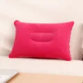 Cojín inflable de camping almohada rectangular flocada portátil para oficina viaje. - S / Rosa rojo