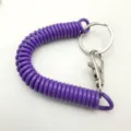 Purple Coil Spring Lanyard Elastic Keychain Wristband Strap Bag Pendant Accessory - Purple