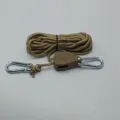 Reflecterend scheerlijn touw 4mm voor kampeertent met karabijnhaken en plastic spanner - Reflecterende katrolset kaki