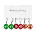 Ensemble de boucles d'oreilles de Noël en acrylique avec motifs de flocons et sapins festifs - Lot de 3 paires / Rouge + Vert + Or