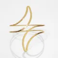 Minimalist gold metallic spiral open arm cuff jewelry with geometric curved design for women - Crescent Balance Spiral Style (BR26Y0144)