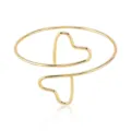 Minimalist golden metal spiral upper arm cuff bracelet featuring open heart shaped ends - Spiral Hollow Heart Style (BR26Y0145)