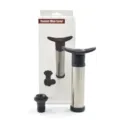 Stainless steel wine vacuum pump and black rubber stopper set, manual wine saver tool. - 1 Pump and 1 Stopper Set in English Color Box