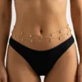 Elegant double-layered gold-finish belly chain with sparkling crystal charms for women - Double Layer Rhinestone Style (BJ26Y0005-3)