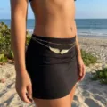 Golden double-layered waist body chain with a central angel wings pendant for beach vacation - Double Layer Wings Style (BJ26Y0088-1)