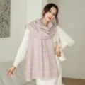 Vrouwen imitatie kasjmier ruitjes sjaal winter warme kwastje omslagdoek elegante halsdoek - Oudroze