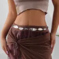 Vintage silver leaf-patterned metal waist chain for bohemian styling. - Olive Leaf Relief Style (DZ25Y0257-2) / Silver