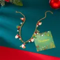 Festliche Weihnachtskette mit Weihnachtsmann-Anhängern, Perlen und Kristallen Details - Weihnachtsmann Glocke Stil (NC25Y0762-3)