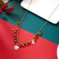 Detail of Christmas necklace with Santa, gingerbread man and colorful crystal beads - #1 Necklace