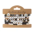 Sports themed black and white beaded bracelet set with Football and Soccer lettering - Baseball Style (3#Baseball 1)