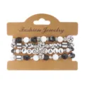 Set di braccialetti con perline da calcio bianchi e neri per eventi sportivi Game Day - Stile Calcio (1#Soccer) / Set da 4 Pezzi