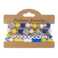 Volleyball polymer clay beaded bracelet set with MOM charm and letter beads - Volleyball Style (1#Volleyball)